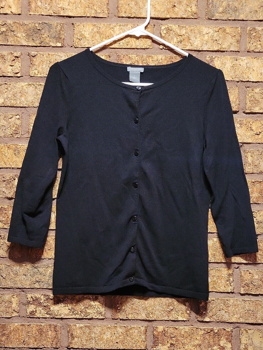 Ann Taylor Black Button-Front Cardigan Size Small Rayon Nylon Stretch Fall